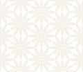 Modern simple geometric vector seamless pattern with gold flowers, line texture on white background. Light abstract Royalty Free Stock Photo