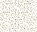 Modern simple geometric vector seamless pattern with gold line texture on white background. Light abstract wallpaper