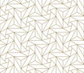 Modern simple geometric vector seamless pattern with gold line texture on white background. Light abstract wallpaper