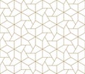 Modern simple geometric vector seamless pattern with gold line texture on white background. Light abstract wallpaper Royalty Free Stock Photo