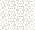 Modern simple geometric vector seamless pattern with gold line texture on white background. Light abstract wallpaper