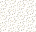 Modern simple geometric vector seamless pattern with gold line texture on white background. Light abstract wallpaper Royalty Free Stock Photo