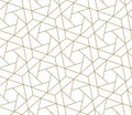 Modern simple geometric vector seamless pattern with gold line texture on white background. Light abstract wallpaper