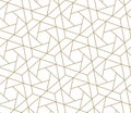 Modern simple geometric vector seamless pattern with gold line texture on white background. Light abstract wallpaper Royalty Free Stock Photo