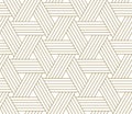 Modern simple geometric vector seamless pattern with gold line texture on white background. Light abstract wallpaper