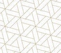 Modern simple geometric vector seamless pattern with gold line texture on white background. Light abstract wallpaper