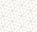 Modern simple geometric vector seamless pattern with gold line texture on white background. Light abstract wallpaper Royalty Free Stock Photo