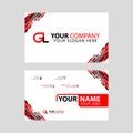 Modern simple horizontal design business cards. with GL Logo inside and transparent red black color.