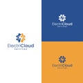 Modern and simple logo combination of clouds, gears and lightning