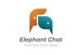 Modern Simple Minimalist Elephant Chat Logo Design Vector