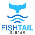 Modern simple minimalist fish tail logo design vector with modern illustration concept style for badge, emblem and tshirt printing