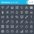 Modern, stroked business icons isolated on dark background