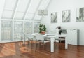 Modern skandinavian interior design dining room in white style