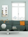 Modern skandinavian interior design living room in white style