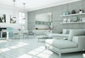 Modern skandinavian interior design living room in white style