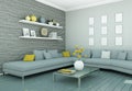 Modern skandinavian interior design living room in white style
