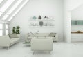 Modern skandinavian interior design living room in white style