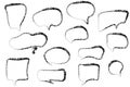 Modern sketchy cartoon speech bubbles in different shapes, comics style, abstract hand-drawn doodle art, dialog sig Royalty Free Stock Photo