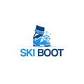 Modern SKI BOOT Snow Mountain Shoe logo design Royalty Free Stock Photo