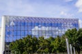 Modern sky cloud reflexion in mirror architecture for office building with windows glass facade Royalty Free Stock Photo