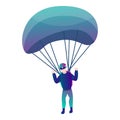 Modern skydiver with parachute icon, cartoon style Royalty Free Stock Photo