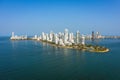 Modern Skyline of Cartagena de Indias in Colombia on the Caribbean coast of South America. Bocagrande district panorama