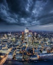 The modern skyline of London, United Kingdom on a cloudy winter afternoon