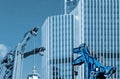 Modern skyscraper building with cranes Royalty Free Stock Photo