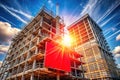 Modern Skyscraper Construction Site Under Sunny Skies A Majestic View of Urban Development Progress Royalty Free Stock Photo