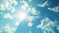 Reflective Skyscraper Towering Towards Blue Sky and Clouds on a Bright Sunny Day Royalty Free Stock Photo