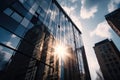 modern skyscraper with reflection of the sun shining in windows Royalty Free Stock Photo
