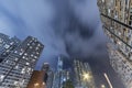 Modern skyscraper and residential building in Hong Kong city at night Royalty Free Stock Photo