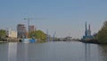 New apartment towers along the water in Dok Noord neighborhood, old docks of the harbor of Ghent Royalty Free Stock Photo