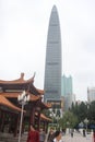 Modern Skyscrapers and ancient pavilion in SHENZHEN,CHINA,ASIA