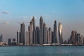 Modern skyscrapers around the harbor in Dubai Marina Royalty Free Stock Photo