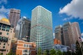 Modern skyscrapers in the Financial District, in Boston, Massachusetts. Royalty Free Stock Photo