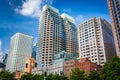 Modern skyscrapers in the Financial District, in Boston, Massachusetts. Royalty Free Stock Photo