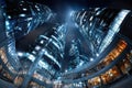 Modern skyscrapers at night low angle view Royalty Free Stock Photo