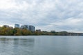 Rosslyn Virginia Skyline with a Bridge and the Potomac River seen from Georgetown in Washington D.C. Royalty Free Stock Photo