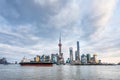 Modern skyscrapers standing by huangpu river,shanghai Royalty Free Stock Photo