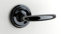 Modern sleek Black Nickel Latch Door Handle isolated on white background. Contemporary doorknob with a glossy finish