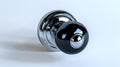 Modern sleek Black Nickel Latch Door Handle isolated on white background. Contemporary doorknob with a glossy finish