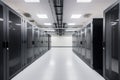 modern, sleek data center with minimalist design and cutting-edge technology