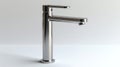 Modern sleek faucet design in a minimalist setting. Water tap with elegant curves. Light backdrop. Concept of