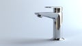 Modern sleek faucet design in a minimalist setting. Water tap with elegant curves. Light backdrop. Concept of
