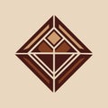 A modern, sleek logo design featuring a brown and tan diamond shape on a beige backdrop, Develop a sleek, modern logo for a