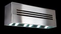 A modern, sleek, metallic light fixture with three horizontal slats and a rectangular base. Royalty Free Stock Photo