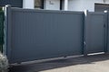 modern sliding dark gray gate aluminum portal and high grey door outdoor