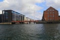 A modern sliding pedestrian bridge in Copenhagen