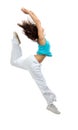 Modern slim hip-hop style dancer teenage girl jumping dancing Royalty Free Stock Photo